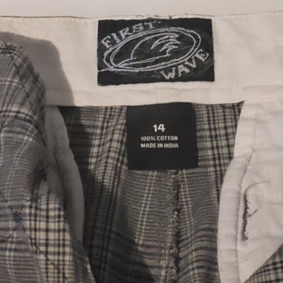 First Wave Kids Plaid Hawaiian Swim Shorts WITH PocketS Sz 14 - Picture 2 of 3